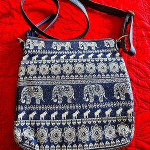 Vintage Cute Elephant Hippie Crossbody Purse Messenger Bag Boho Bohemian